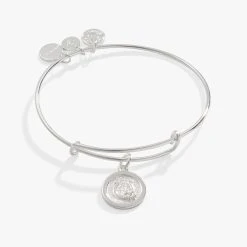 Horseshoe + Clover Charm Bangle Bracelet