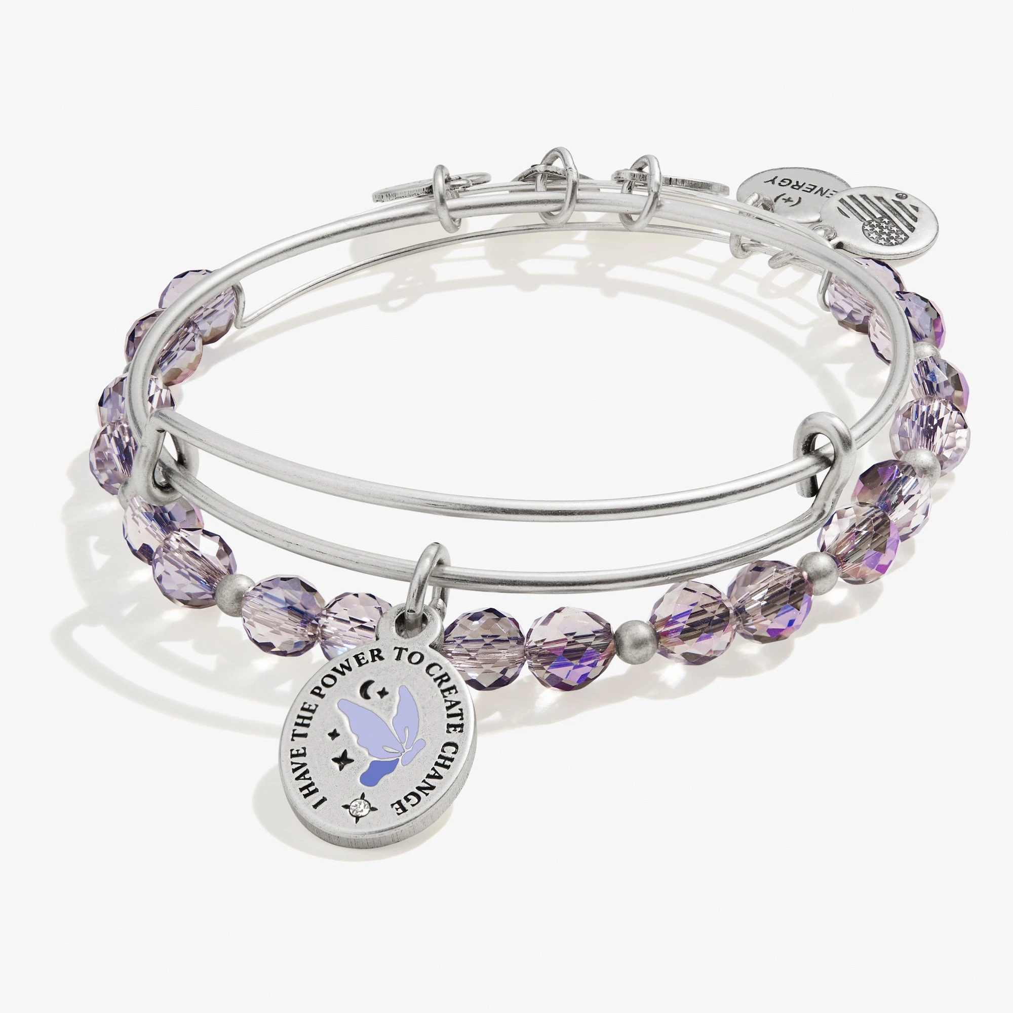 'I Have The Power To Create Change' Charm Bangles, Set Of 2 3 'I Have The Power To Create Change' Charm Bangles, Set Of 2