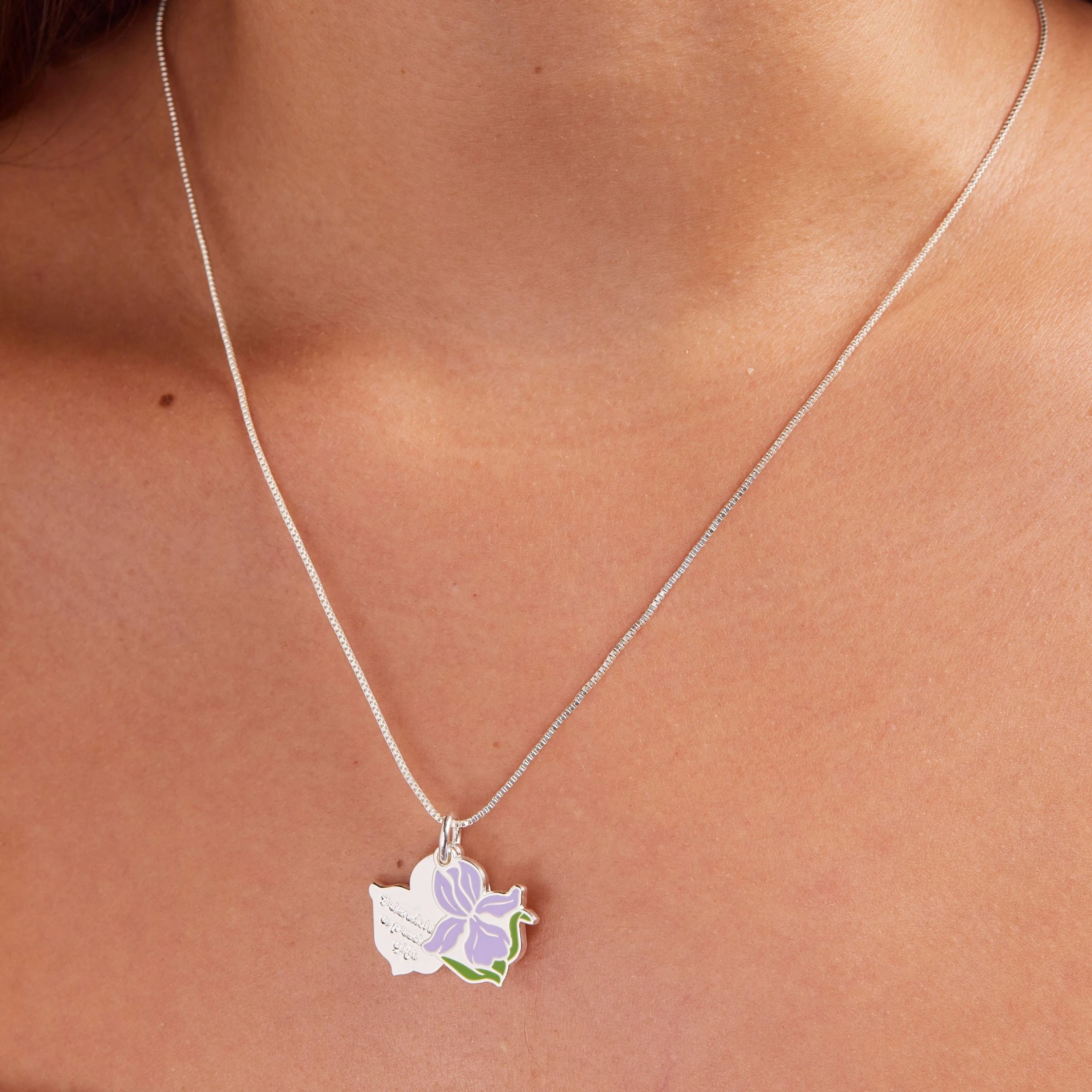 Iris Flower Mantra Charm Necklace 5 Iris Flower Mantra Charm Necklace - Image 3