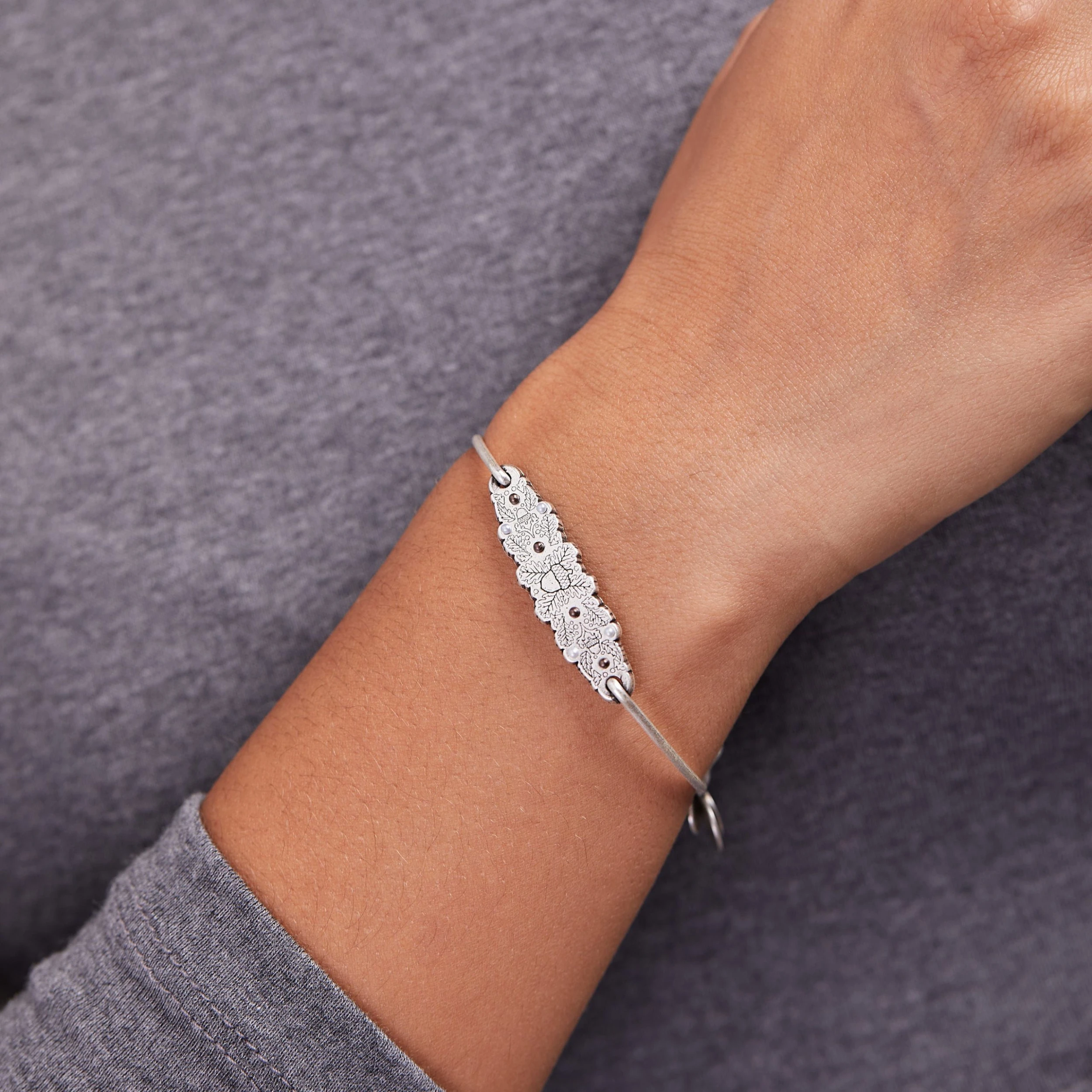 Jeweled Acorn Inline Charm Bangle 4 Jeweled Acorn Inline Charm Bangle - Image 2