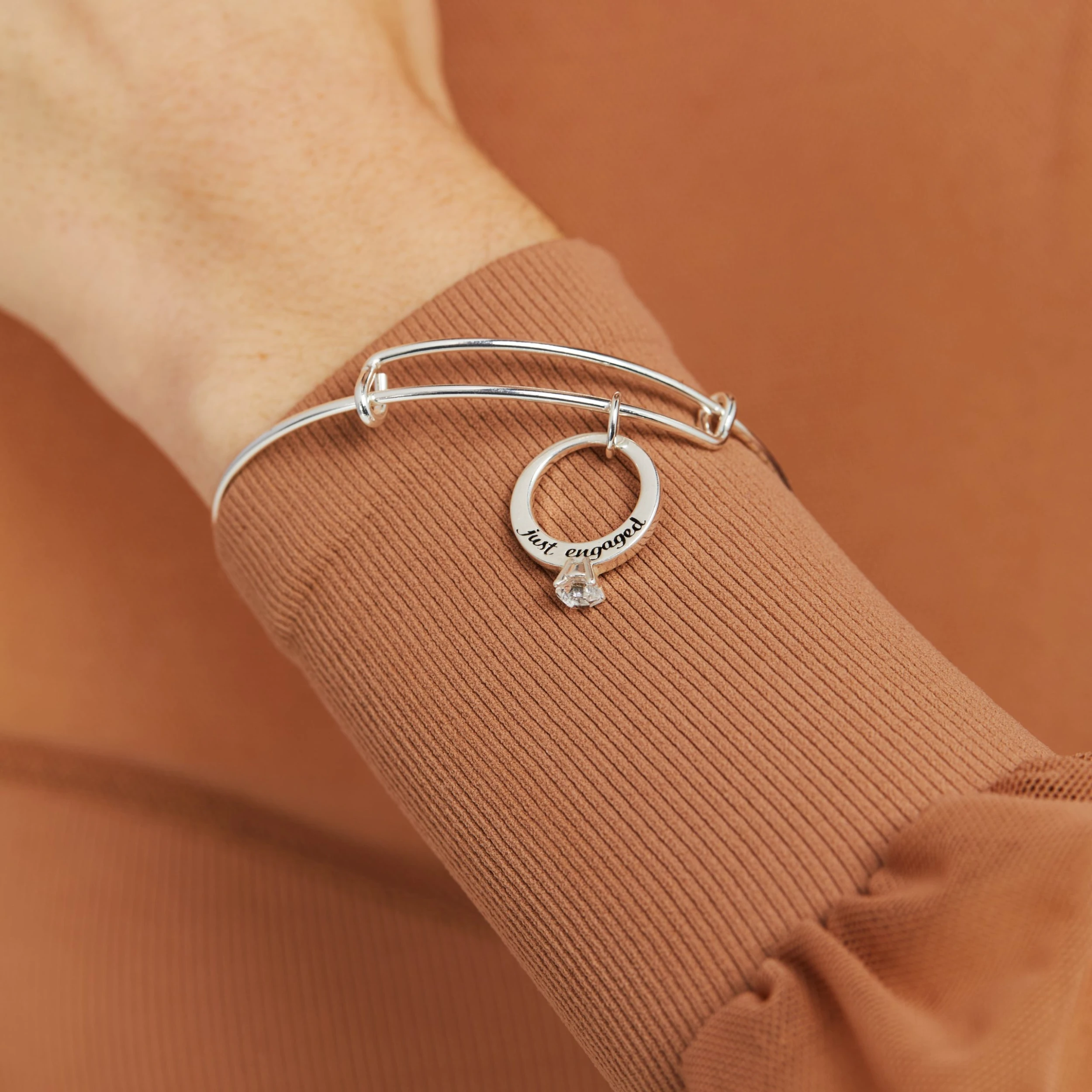 'Just Engaged' Charm Bangle Bracelet 4 'Just Engaged' Charm Bangle Bracelet - Image 2