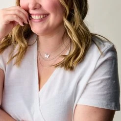 Butterfly + Crystal Necklace, Adjustable 13 Butterfly + Crystal Necklace, Adjustable -Alex And Ani Bracelets Shop layered rosary necklace adjustable on model layered AA7495W23SS 1200x1200 bd93c0f