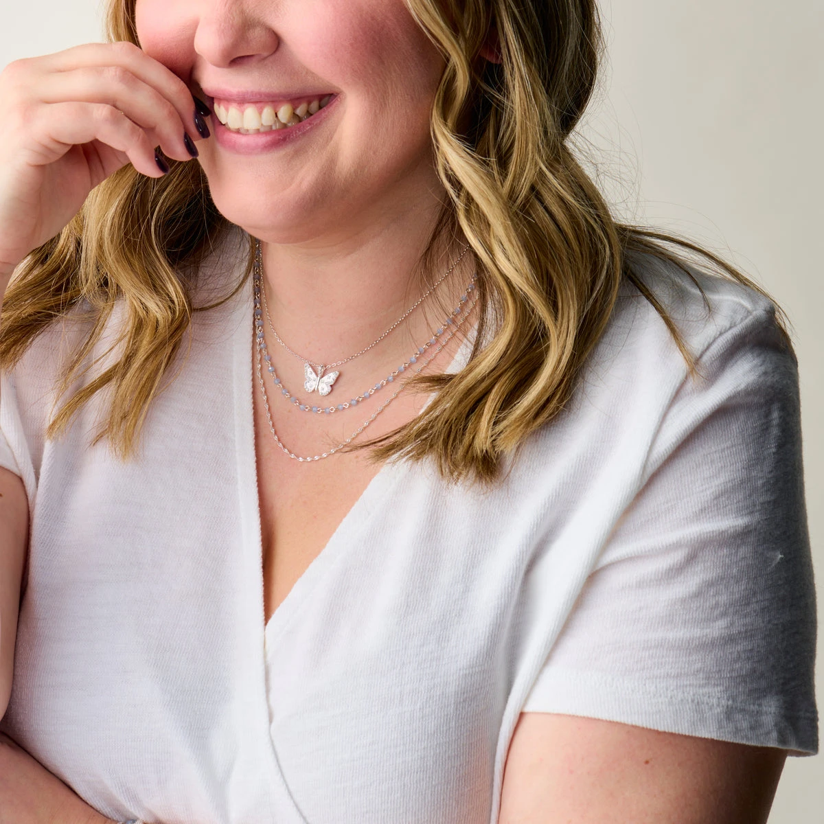 Butterfly + Crystal Necklace, Adjustable 6 Butterfly + Crystal Necklace, Adjustable - Image 4