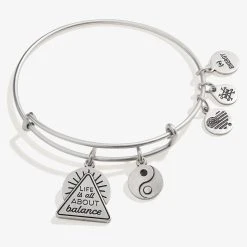 'Life Is All About Balance' Yin Yang Duo Charm Bangle