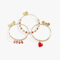 'LOVE' Charm Bangle, Set Of 3 -Alex And Ani Bracelets Shop love charm bangle set of 3 alt AA728023SG