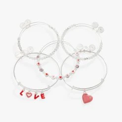 'LOVE' Charm Bangle, Set Of 5 -Alex And Ani Bracelets Shop love charm bangle set of 5 alt AA728123SS