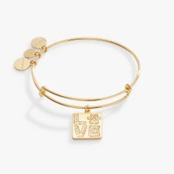 'LOVE' Pave Paw Print Charm Bangle Bracelet -Alex And Ani Bracelets Shop love pave paw print charm bangle bracelet AA725023SG