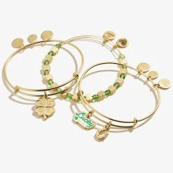 Lucky + Blessed Charm Bangles, Set Of 3 -Alex And Ani Bracelets Shop lucky and blessed charm bangles set of 3 alt AA613622SG
