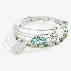Lucky + Blessed Charm Bangles, Set Of 3