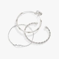 'Mom' Script Bracelet, Set Of 3 -Alex And Ani Bracelets Shop mom script bracelet set of 3 alt AA746123SS