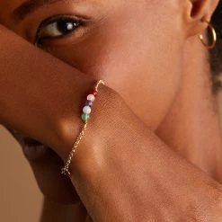 Multi-Gemstone Pull Chain Bracelet -Alex And Ani Bracelets Shop multi gemstone pull chain bracelet on model AA671222SG