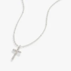Pavé Cross Necklace, Adjustable
