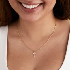 Pavé Cross Necklace, Adjustable -Alex And Ani Bracelets Shop pave cross necklace adjustable model AA745123SG