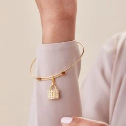 Pavé Love Lock Charm -Alex And Ani Bracelets Shop pave love lock charm model PC22CHLCKG