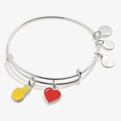 Peace And Love Emoji Duo Charm Bangle Bracelet