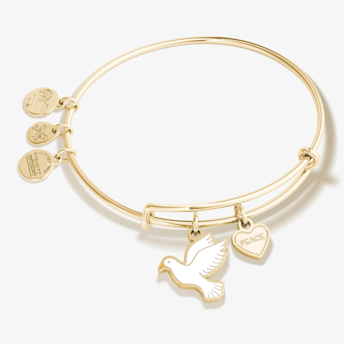 'Peace' Dove Duo Charm Bangle Bracelet 3 'Peace' Dove Duo Charm Bangle Bracelet