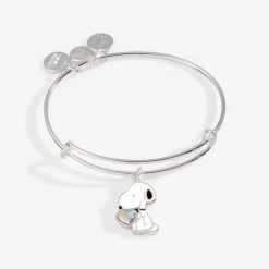 Peanuts™ Snoopy And Crystal Heart Charm Bangle Bracelet