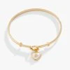 Pearl Heart + Crystal Charm Clip Bangle