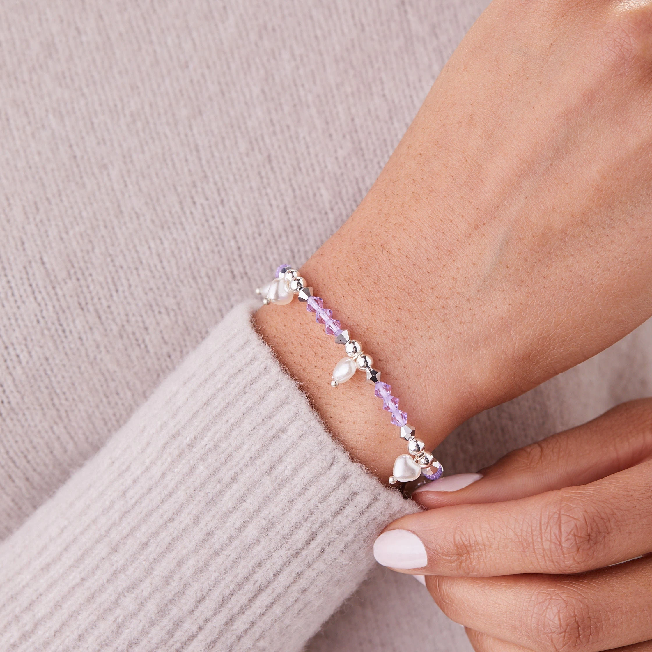 Pearl Hearts Stretch Bracelet 4 Pearl Hearts Stretch Bracelet - Image 2