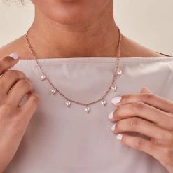 Pearl Hearts Drop Necklace, 17'' 12 Pearl Hearts Drop Necklace, 17'' -Alex And Ani Bracelets Shop pearl hearts drop necklace 17 model A22ENPRLSR