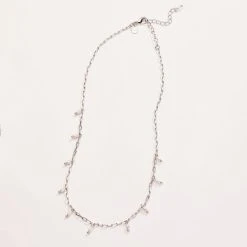 Pearl Tear Drop Necklace -Alex And Ani Bracelets Shop pearl tear drop necklace A22PTDNKSS FRONT V2