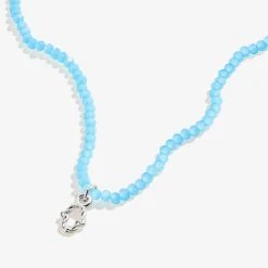 Protection Hamsa + Blue Bead Necklace, Adjustable