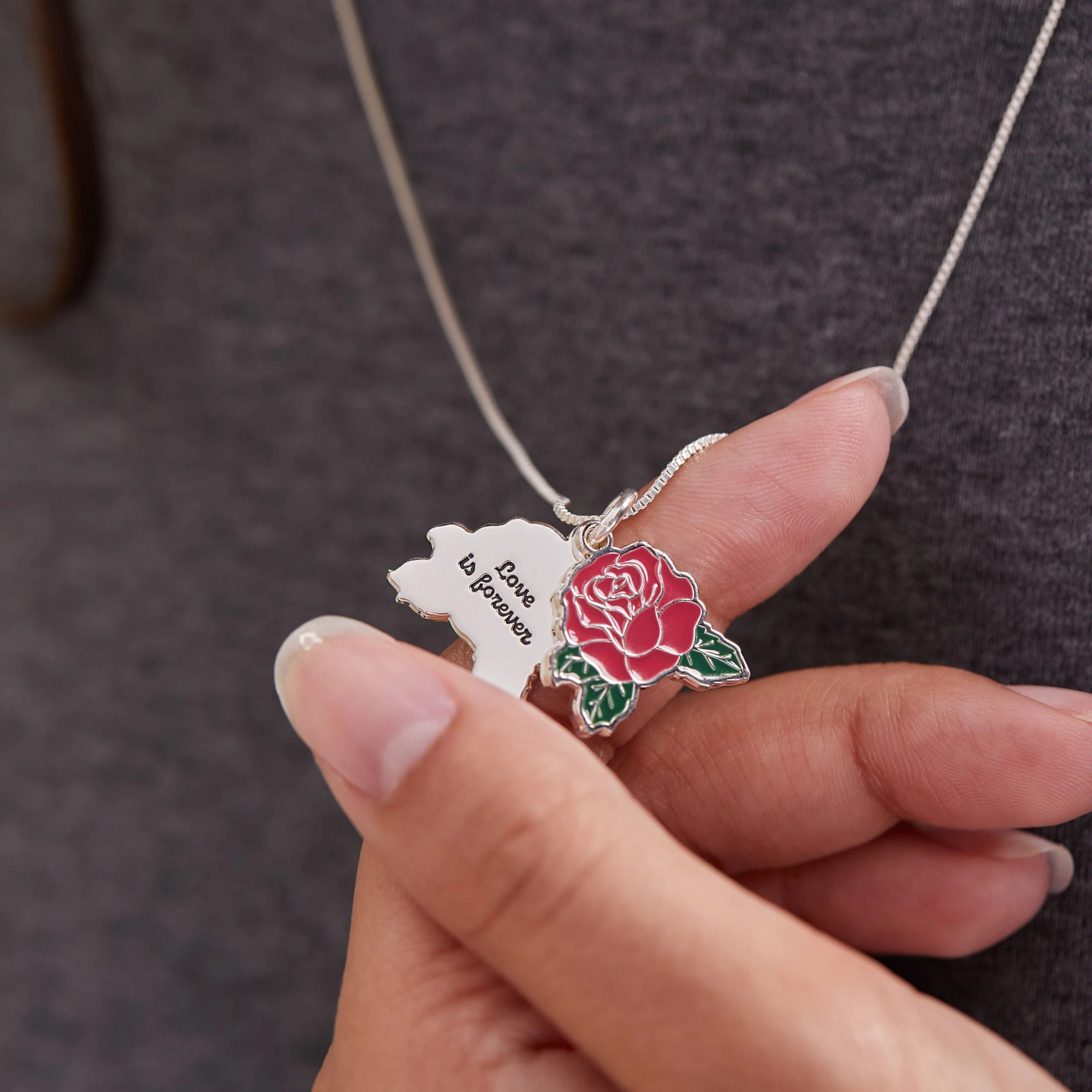 Red Rose Charm Necklace 6 Red Rose Charm Necklace - Image 4