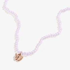 Renewal Butterfly + Pink Bead Necklace, Adjustable