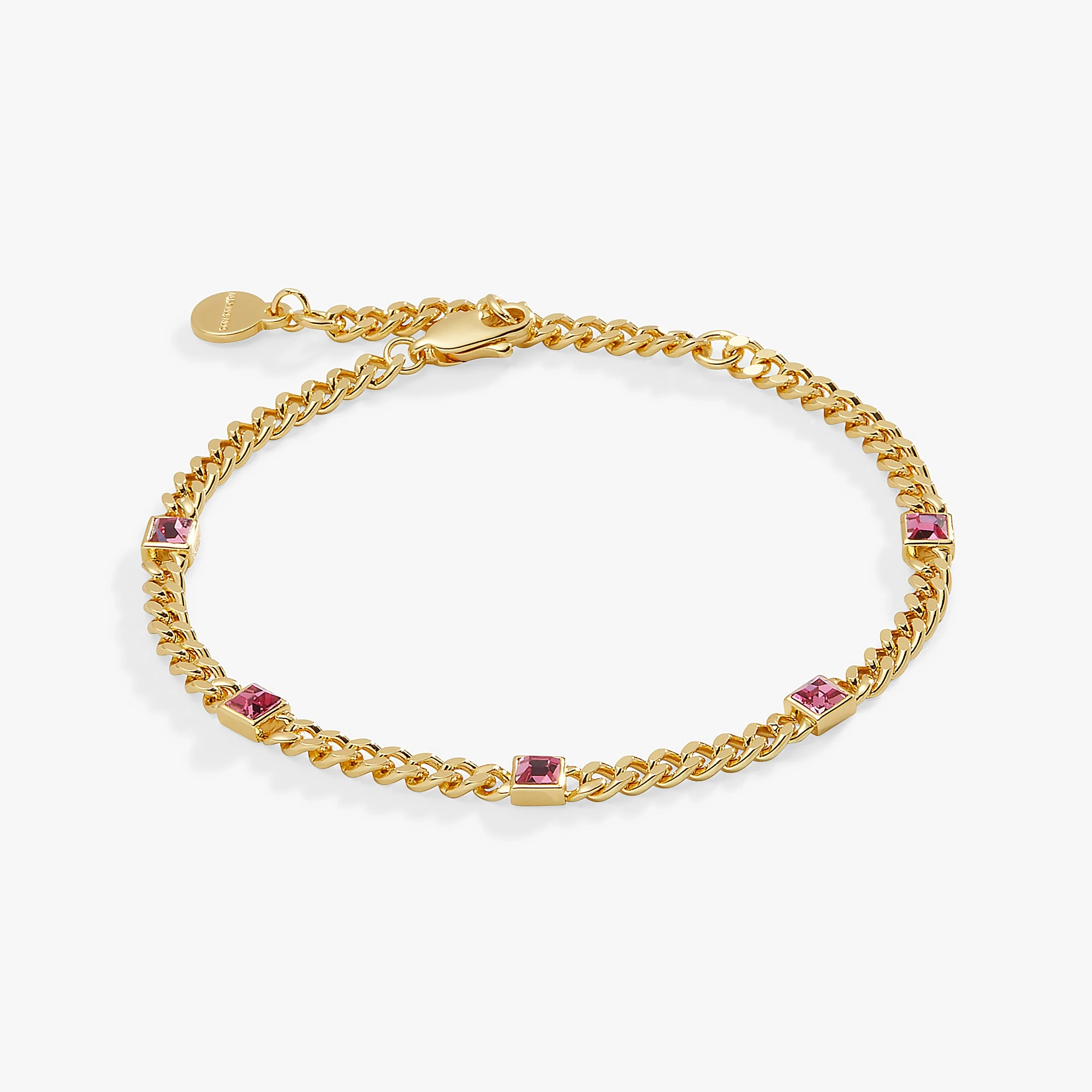 Rose Curb Chain Bracelet, October Birthstone 5 Rose Curb Chain Bracelet, October Birthstone - Image 3