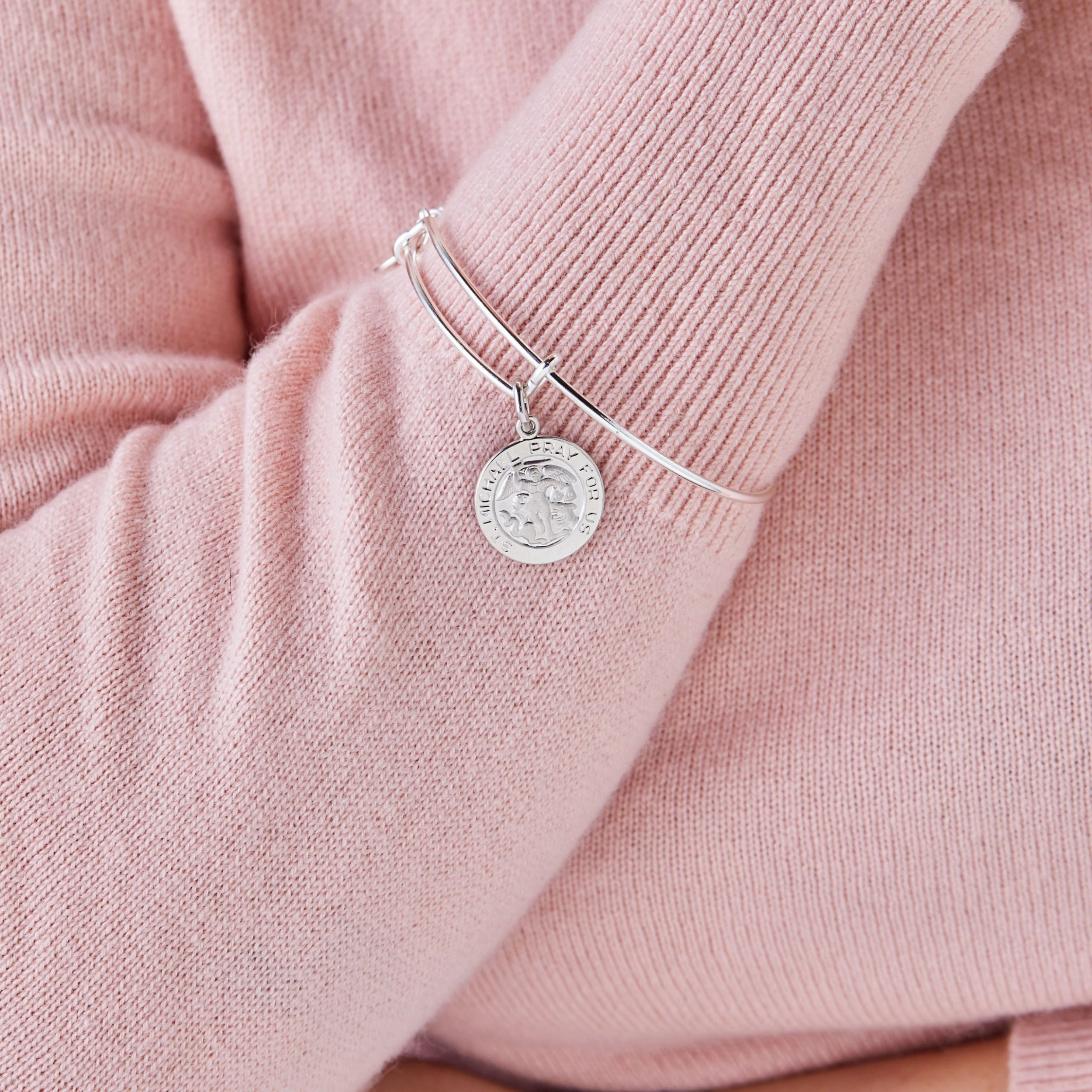 St. Michael Charm Bangle Bracelet 4 St. Michael Charm Bangle Bracelet - Image 2