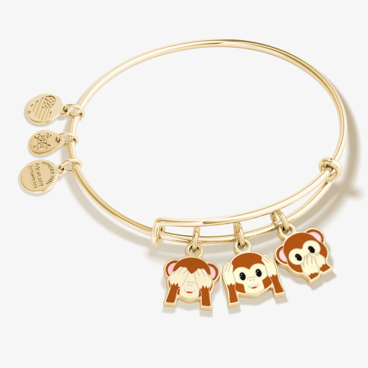 See, Hear, Speak No Evil Monkey Emoji Charm Bangle Bracelet 3 See, Hear, Speak No Evil Monkey Emoji Charm Bangle Bracelet