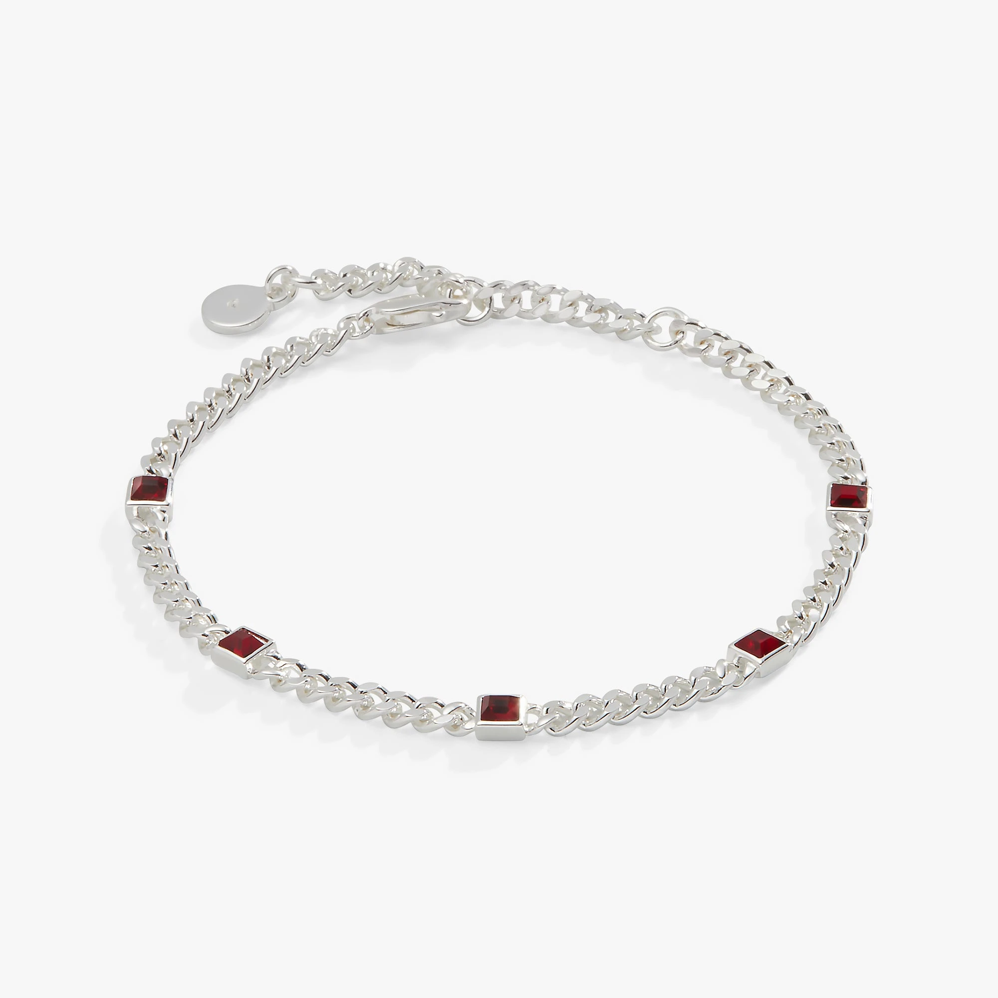 Scarlet Curb Chain Bracelet, January Birthstone 3 Scarlet Curb Chain Bracelet, January Birthstone