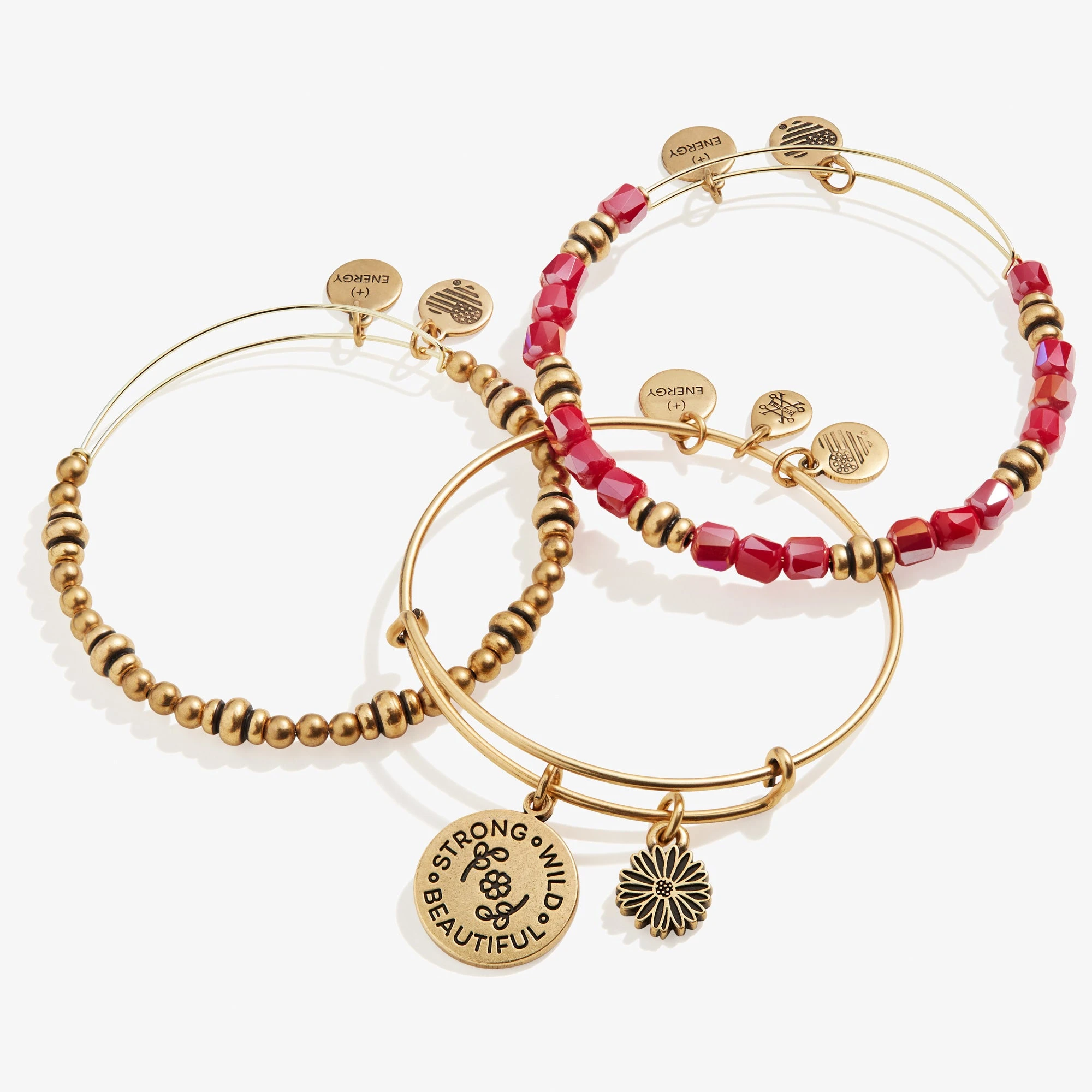 'Strong, Wild, Beautiful' Charm Bangles, Set Of 3 4 'Strong, Wild, Beautiful' Charm Bangles, Set Of 3 - Image 2