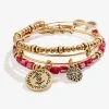 'Strong, Wild, Beautiful' Charm Bangles, Set Of 3 -Alex And Ani Bracelets Shop strong wild beautiful charm bangles set of 3 front AA686222RG