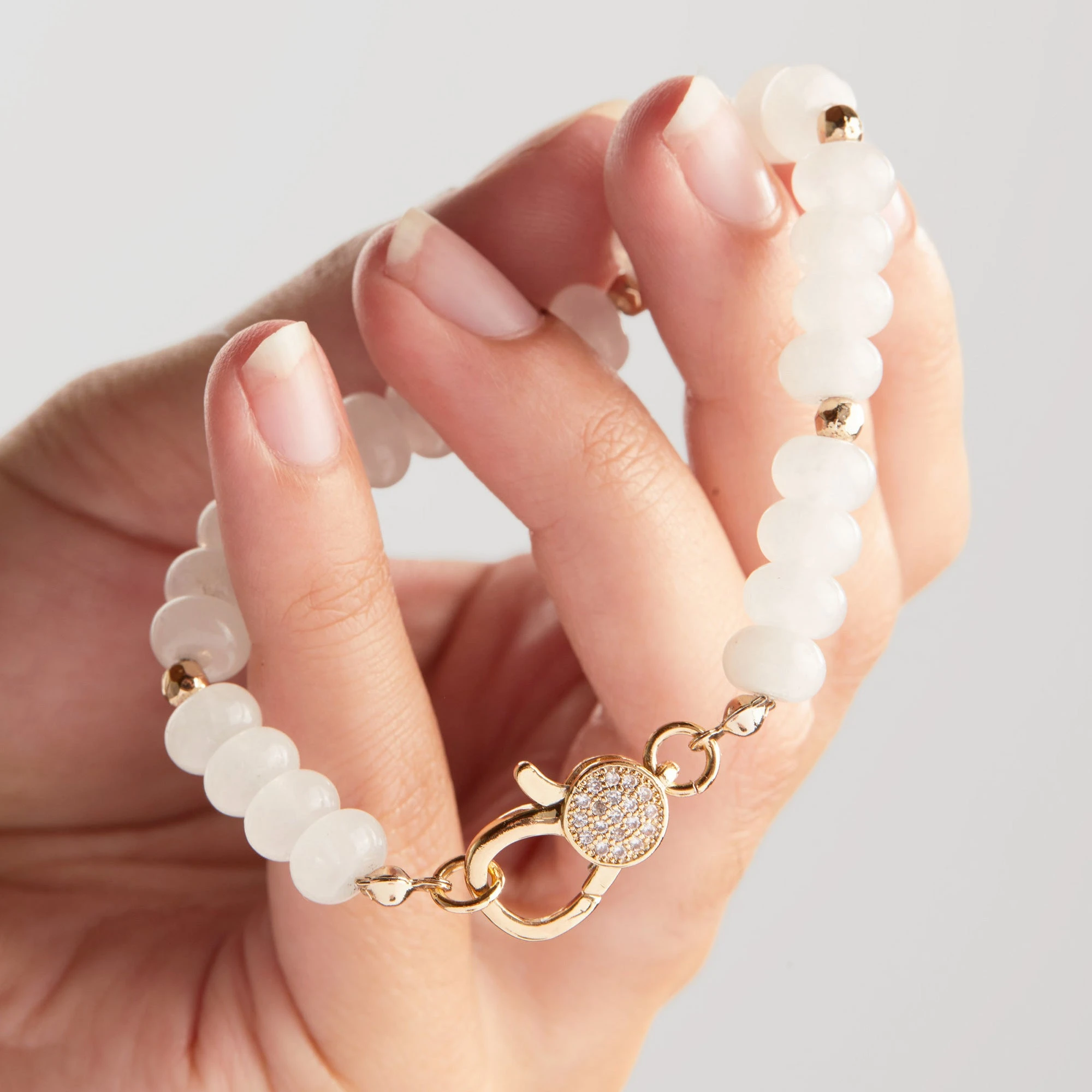 White Jade Caribiner Bracelet 4 White Jade Caribiner Bracelet - Image 2