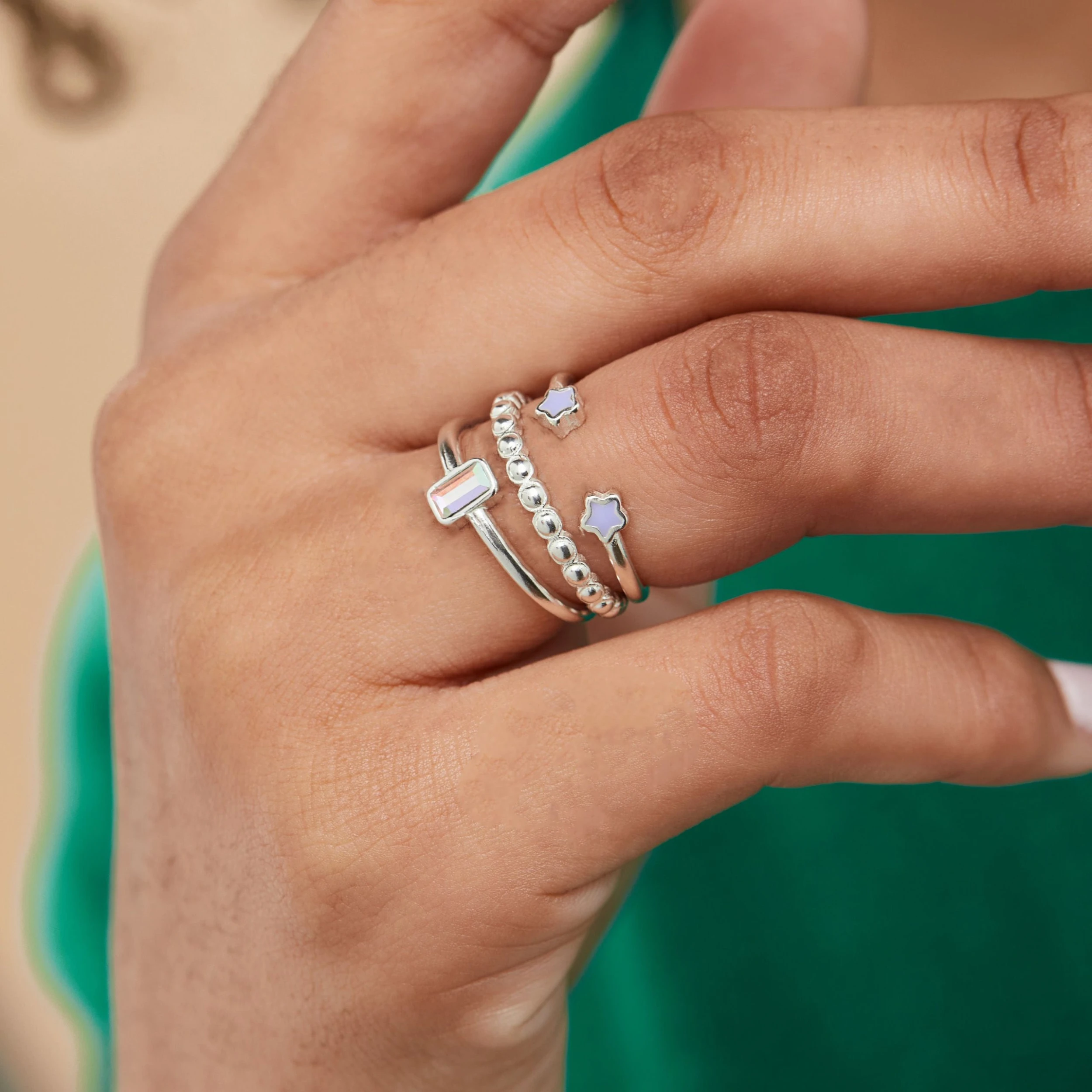 Wish Upon A Star Rings, Silver, Set Of 3 4 Wish Upon A Star Rings, Silver, Set Of 3 - Image 2