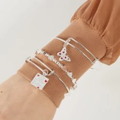 'You Make My Heart Flutter' Charm Bangle, Set Of 3 -Alex And Ani Bracelets Shop you make my heart flutter charm bangle set of 3 model AA733123SS